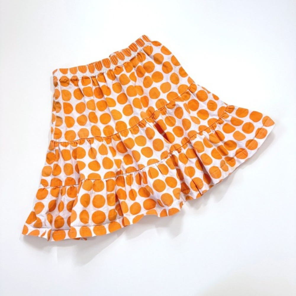VTG Y2K‎ CWD Kids Polka Dot Tiered Ruffle Skirt Orange White Cotton USA Made 6X